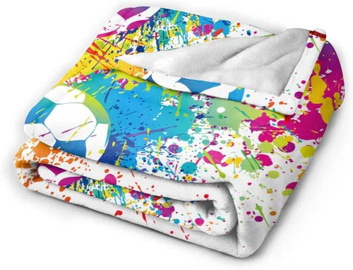Vista 2 de Manta deportiva de fútbol, divertida pelota súper suave y cálida, para sofá, dormitorio, sofá, oficina, automóvil, acogedora manta de cama
