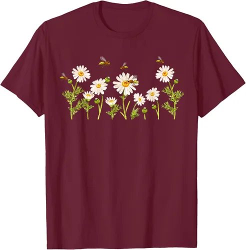 Vista 12 de Marguerites Daisy - Camiseta de verano con margaritas de jardín de flores, Negro, S