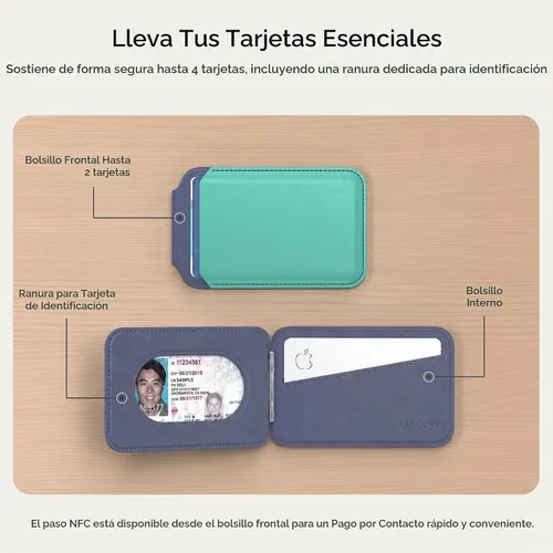 Vista 3 de Satechi Cartera magnética Magsafe, soporte para tarjetas de doble solapa, 4 ranuras con paso frontal NFC, accesorio ajustable para teléfono