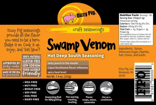 Vista 2 de Dizzy Pig Barbecue Company Swamp Venom Hot Deep South Seasoning (8 oz Shaker)