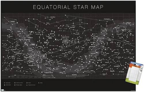 Vista 11 de Trends International Astrología - Póster de pared con mapa estelar ecuatorial, 14.725 x 22.375 pulgadas, versión enmarcada de madera de granero