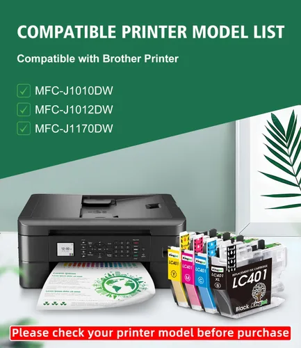 Vista 2 de Kingjet LC401 - Cartuchos de tinta de repuesto para cartuchos de tinta Brother LC401 compatibles con MFC-J1010DW MFC-J1170DW MFC-J1012DW, 4