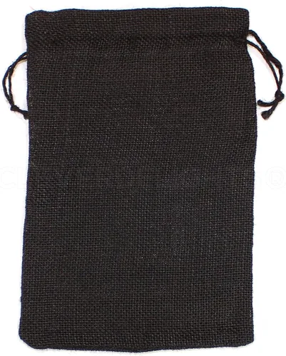 Vista 2 de CleverDelights Bolsas de arpillera negras de 8 x 12 pulgadas - Paquete de 5 sacos de yute con cordón de arpillera