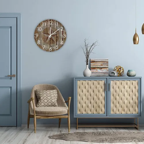 Vista 4 de Reloj de pared de granja con estrella de Texas occidental que no hace tictac, funciona con pilas, reloj para colgar en la pared, estilo Shabby