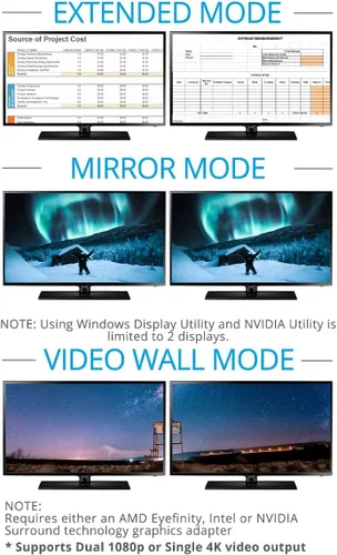 Vista 4 de gofanco Prophecy - Adaptador de pantalla de 1 x 2 puertos DisplayPort de 1.2 a 2 puertos - Convertidor de concentrador DP a Dual DisplayPort MST, 4K