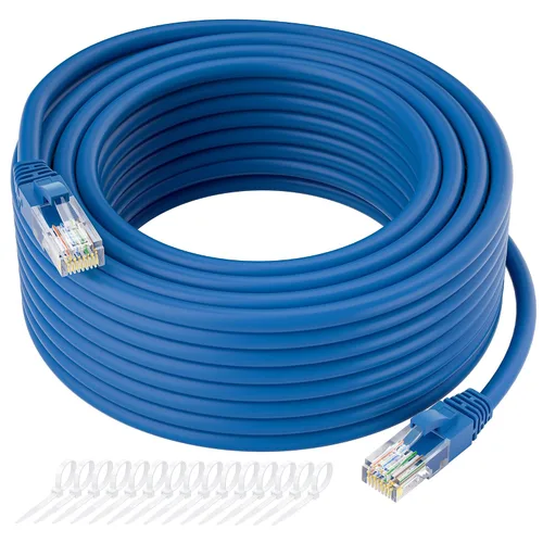 Vista 10 de Cable Ethernet Cat5e de 25 pies, cable de Internet Cat 5e largo, cable de conexión sin enganches negro, flexible, red, LAN, PoE, conector RJ45