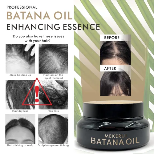 Vista 4 de MEKERUI Aceite de batana para el crecimiento del cabello 100% puro, método tradicional prensado en frío de Honduras Tratamiento del cuero