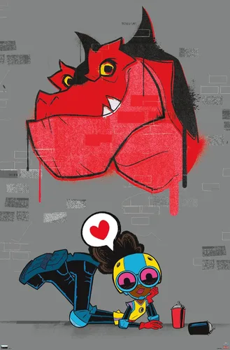Vista 9 de Trends International Marvel's Moon Girl & Devil Dinosaur - Póster de pared, 22.4 pulgadas de largo x 14.7 pulgadas, versión enmarcada de madera