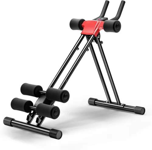Vista 7 de Máquina de rodillos abdominales ajustables, máquina de rodillo de doble pista para gimnasio en casa, máquina de entrenamiento de cintura plegable