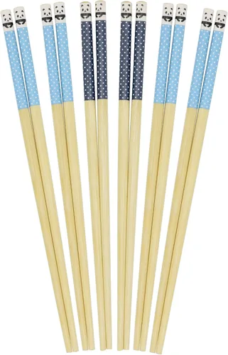 Vista 16 de BambooMN Palillos japoneses reutilizables de bambú premium, estampado floral, 9.5 pulgadas, color azul, 6 pares