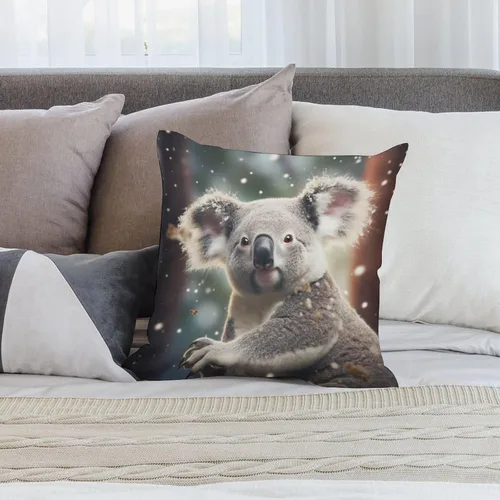 Vista 7 de Fundas de almohada cuadradas de 12 x 12 pulgadas, Koala, Navidad, nieve, invierno, animales, sofá, fundas de cojín Koala australianas