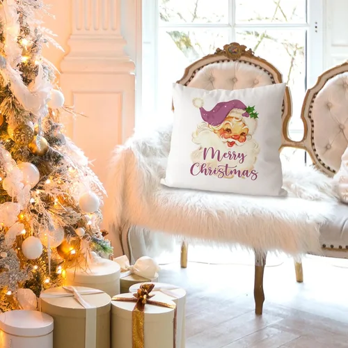 Vista 3 de DOTAIN Fundas de almohada de Navidad, fundas de almohada de Navidad moradas de 18 x 18 pulgadas, decoración de Navidad morada para el hogar