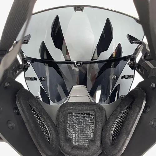 Vista 6 de JAUPTO Máscara punk cosplay para hombres y mujeres, máscara Techwear, máscara de Halloween, accesorios para fiestas y festivales de música