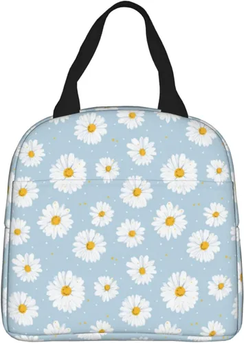 Vista 8 de Lonchera con diseño a cuadros azules aislada, bolsa térmica para almuerzo para adultos, niños, niñas, mujeres, oficina, trabajo, escuela, picnic