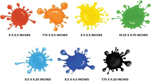 Vista 4 de Calcomanía de pared con salpicaduras de pintura, juego de 7 pegatinas de pared de tela extraíbles