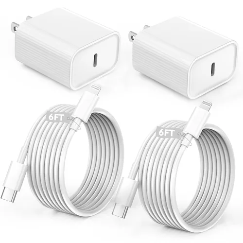 Vista 8 de Cargador rápido para iPhone, cargador de iPhone de 10 pies, bloque de carga súper rápida con cable USB C a Lightning de 10 pies tipo C, enchufe