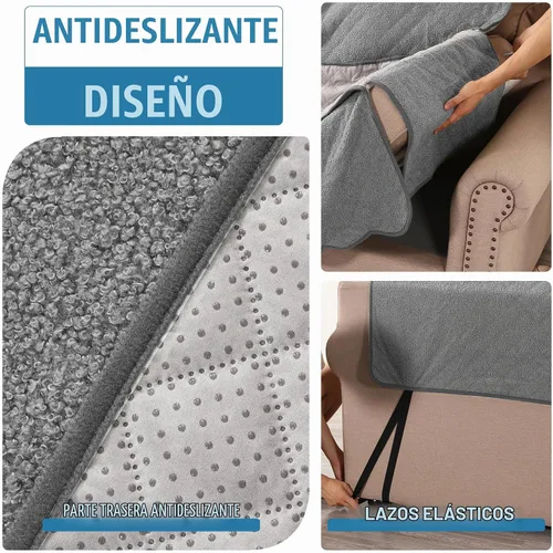 Vista 4 de H.VERSAILTEX Fundas acolchadas impermeables para sofá, fundas protectoras antideslizantes para perros, fundas para sofá de 3 cojines, protector