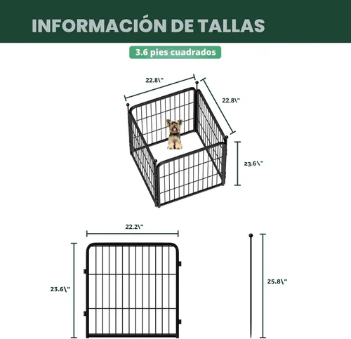 Vista 3 de FXW Rollick Unleashed Corral para Perros para Interiores, Patio, Campamento en RV, 24 pulgadas 4 Paneles para Perros Pequeños y Cachorros Negro