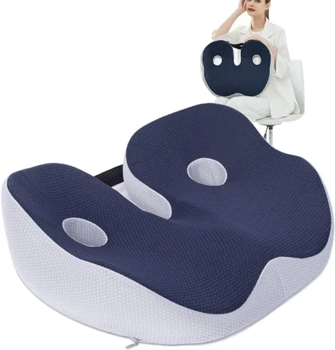 Vista 8 de Cojín de asiento de espuma viscoelástica transpirable para el dolor de espalda, coxis, silla ortopédica de oficina, silla de ruedas, soporte