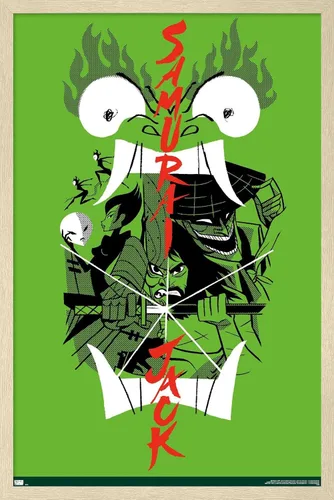 Vista 7 de Trends International Samurai Jack-Ensemble - Póster de pared, 14.725 x 22.375 pulgadas, versión enmarcada en madera de granero