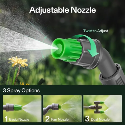 Vista 2 de VIVOSUN Pulverizador de bomba de 1 galón/4L, rociador de agua de jardín para plantas, malezas y cuidado del césped, con 3 boquillas, manguera de 50