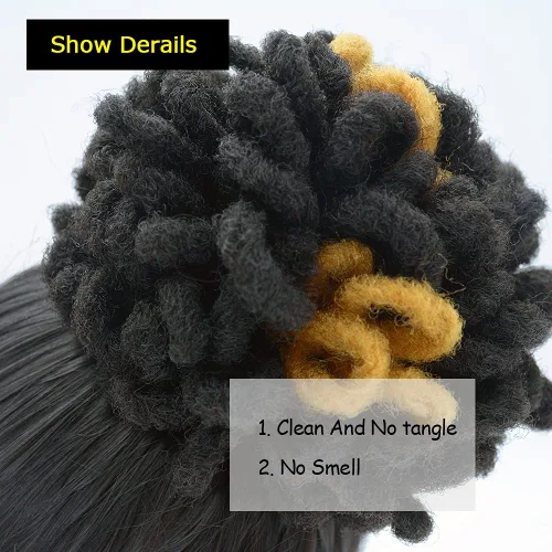 Vista 6 de Moños de Cola de Caballo con Cordón Negro Marrón Loc para Mujeres Negras Moño Rizado de Pétalo Loc Cola de Caballo de Rastas Trenzas Faux Locs Moño