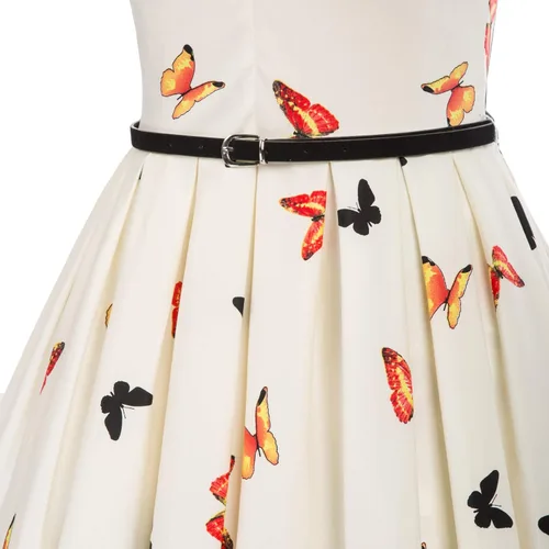 Vista 5 de Belle Poque Vestido vintage sin mangas con cinturón, vestidos de los años 50 para mujer