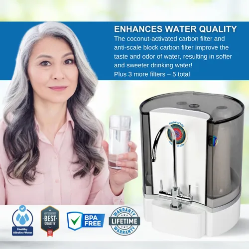 Vista 4 de Life Sciences Sistema de agua alcalina, máquina de agua mineral, purificador de agua con infusión de hidrógeno, filtro natural para encimera
