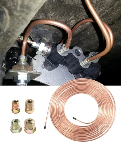Vista 6 de ESEWALAS Kit de tubería de freno flexible, línea de freno de níquel de cobre de 25 pies de 3/16 pulgadas con 16 accesorios, bobina de tubo de línea
