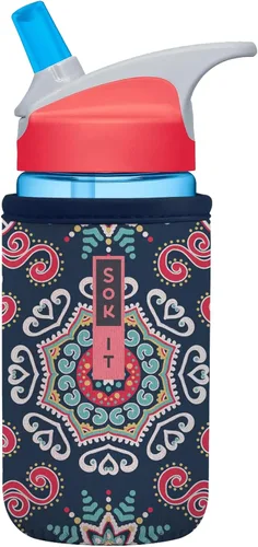 Vista 64 de Sok It BotlSok Funda para botella de agua con cubierta de neopreno aislante (Floral abstracto, se ajusta a CamelBak o Nalgene de 12 onzas)