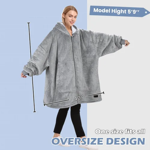 Vista 4 de Catalonia Sudadera con capucha y cremallera, chaqueta Sherpa de gran tamaño, regalo para ella Full-Zip Design for Easy Wear, Dual-Layer Comfort