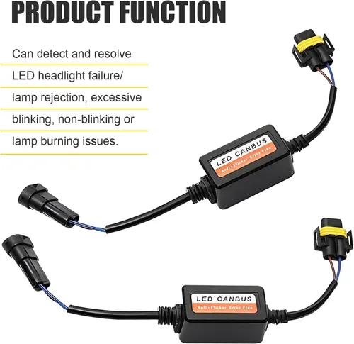 Vista 4 de 2 piezas de decodificador de luz LED para auto, H11/H8/H9, bombilla LED antiparpadeo, arnés de cancelación de código de error, decodificador Canbus