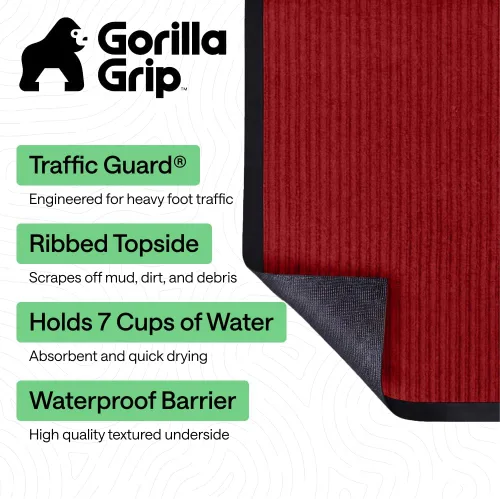 Vista 98 de Gorilla Grip - Tapete afelpado original de goma con perfil bajo, resistente, duradero, impermeable y fácil de limpiar para interior y exterior Marrón