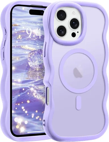 Vista 29 de Pepmune - Funda para iPhone 12 Pro Max con marco ondulado y estructura rígida, color mate claro, cubierta trasera unisex, compatible con Magsafe