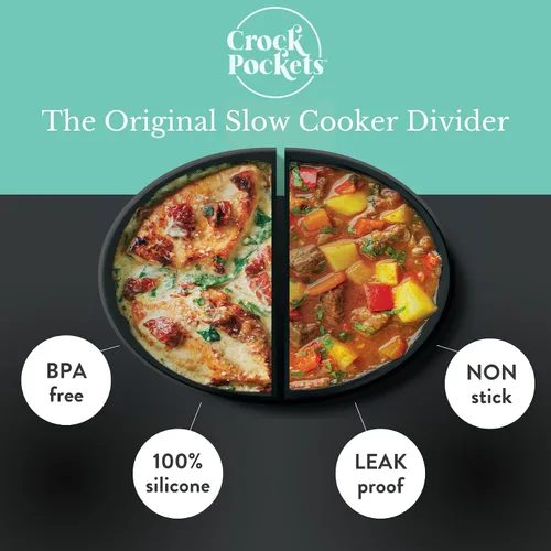 Vista 6 de CrockPockets® Divisores Reutilizables de Silicona para Olla de Cocción Lenta – Juego de Divisores de 6Qt (Paquete de 2), Antiadherente, Resistente a