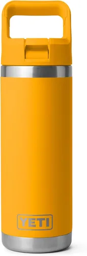 Vista 40 de YETI Rambler Botella de 18 onzas, aislada al vacío, de acero inoxidable con tapa de popote a juego de colores, rojo rescate