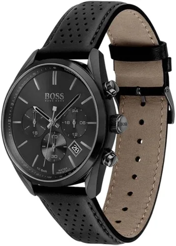 Vista 2 de Jefe - Reloj de cuarzo para hombre, acero inoxidable, correa de cuero, negro, 22 (modelo 1513880)