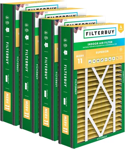 Vista 24 de Filterbuy Filtro de aire MERV 11 de 10 x 17 x 2 pulgadas Defensa Superior contra Mascotas y Alergias (paquete de 4), filtros exteriores plisados