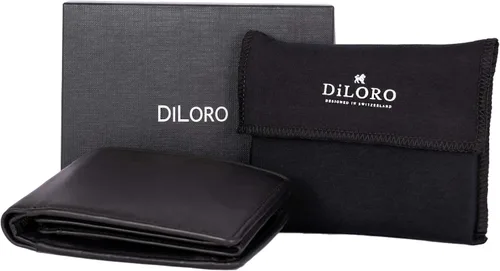 Vista 5 de DiLoro Italia - Cartera de cuero para hombre, tamaño completo, plegable, con cremallera, con protección RFID