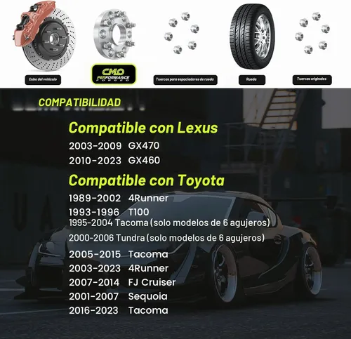 Vista 3 de Separadores de rueda de 6 x 139.7 para Toyota Tacoma de 2 pulgadas