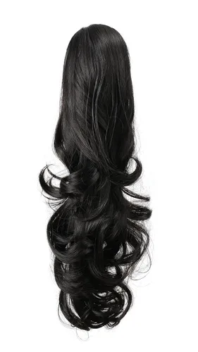 Vista 2 de Extensión de pelo Onedor, coleta sintética y rizada de 20 pulgadas con broche, 6.7 oz con broche de garra