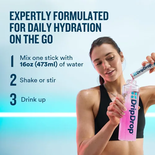 Vista 6 de DripDrop Hydration Zero Sugar - Paquetes de electrolitos, melocotón, 30