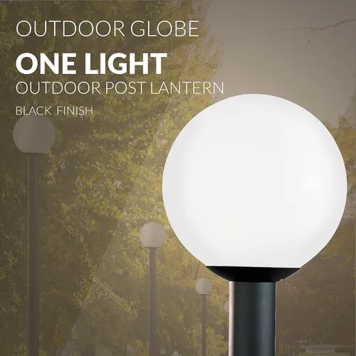 Vista 6 de Sea Gull Lighting 8254-68 Globo al aire libre poste linterna exterior accesorio, uno - luz, plástico blanco