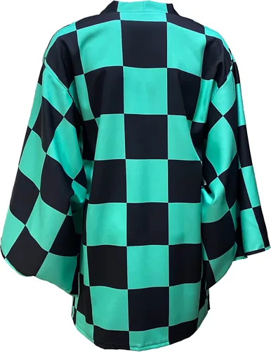 Vista 4 de TUMUSKER Kamado Tanjirou Costume Cosplay Kimono Cloak Cape Halloween Outfit for Adults Kids Children Cloak only