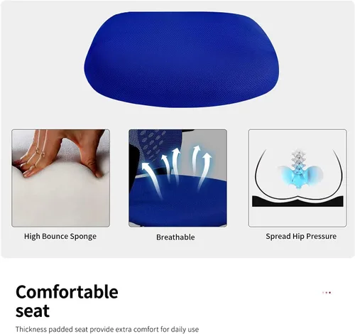 Vista 6 de Silla ergonómica de escritorio, silla de oficina, silla de computadora de malla, respaldo medio, giratoria, ajustable, con soporte lumbar