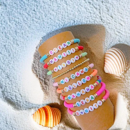 Vista 2 de 9 pulseras de mercancía cantante de la amistad, regalo de joyería para amantes de la música, fanáticos de la música-A, Acrílico, No es una piedra