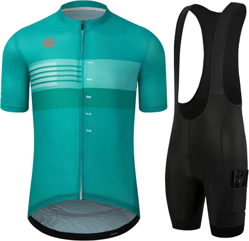 Vista 21 de GCRFL Conjunto de camiseta de ciclismo para hombre, camiseta ligera para ciclismo de carretera, pantalones cortos con bolsillos acolchados