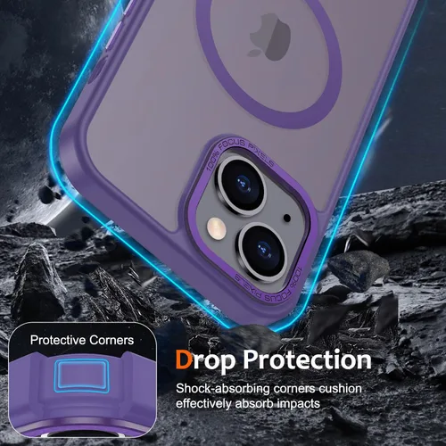 Vista 345 de Anuck - Funda magnética para iPhone 11 compatible con MagSafe, carcasa trasera mate translúcida dura, borde de TPU, delgada, resistente a impactos