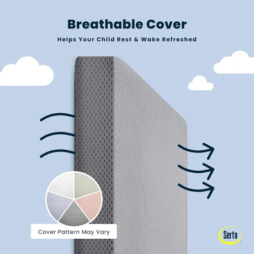 Vista 3 de Serta Perfect Start Colchón transpirable de dos etapas limitada para cuna y colchón para niños - Funda transpirable y núcleo de fibra, funda lavable