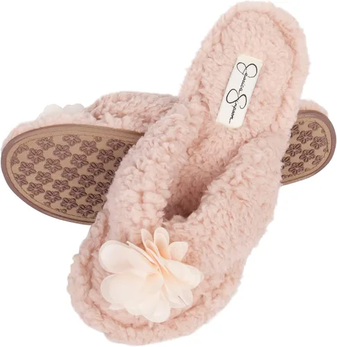 Vista 4 de Jessica Simpson - Pantuflas de espuma viscoelástica, afelpadas, para mujer, con suela antideslizante